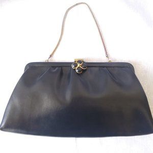 Ande Vintage Navy Blue Purse / Clutch Faux Leather